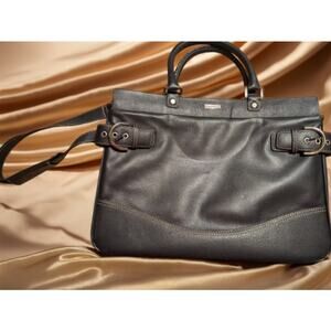 Franklin Covey Ladies Briefcase Laptop Bag Large Leather Black Zippered